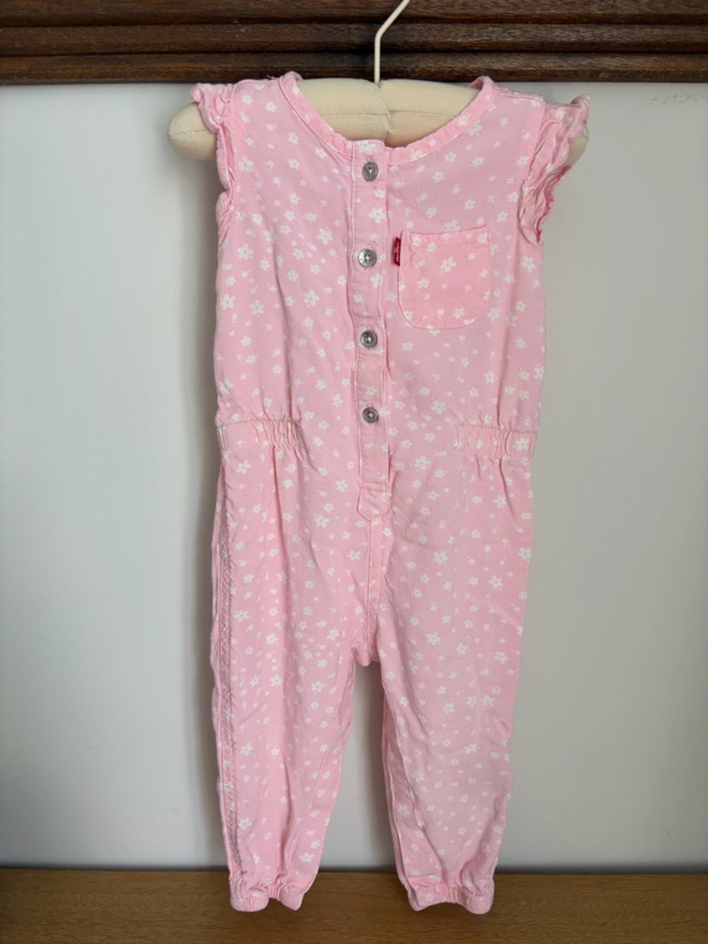 Levi's Infant Pink Floral Button-Front Romper